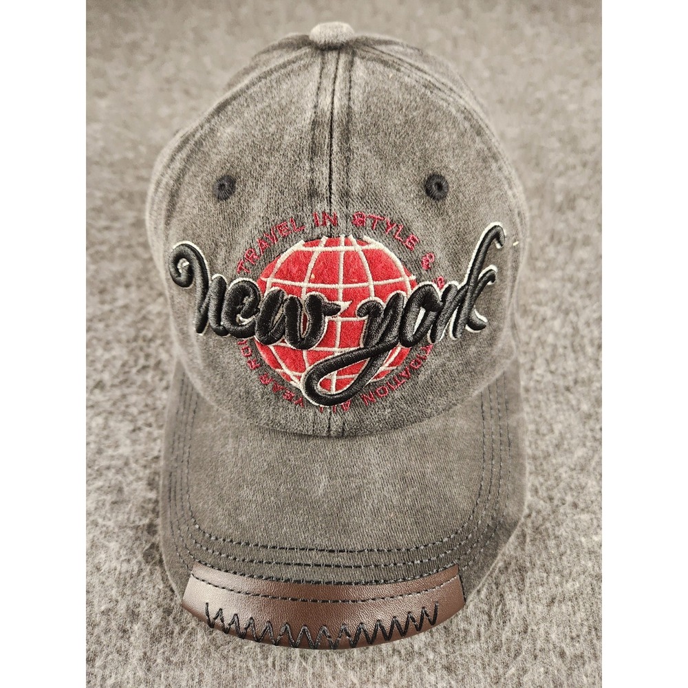 New York Travel In Style Acid Wash Gray Baseball Cap Statue of Liberty Hat